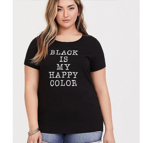 🔴Plus size 4, NWT Torrid Black Is My Happy Color Shirt Armpit to armpit 27" - Picture 3 of 5